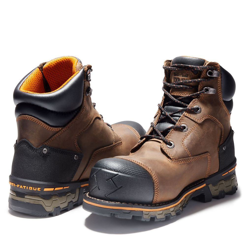 Botas de Trabajo Masculino - Timberland Pro® Boondock 6\" Comp Toe - EQNAU5238 - Marrom/Pretas